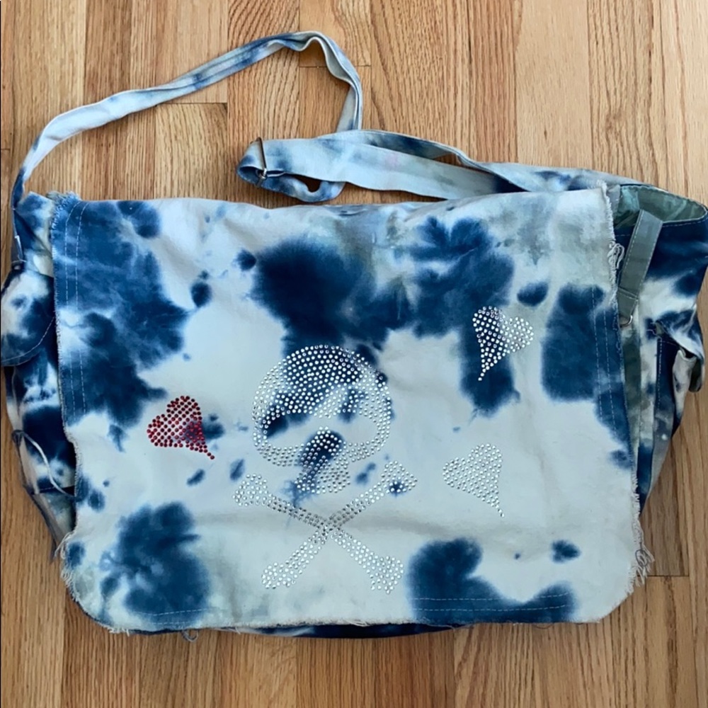 Tie Dye Studded Book bag Satchel school or Overnight crossbody bag carry all